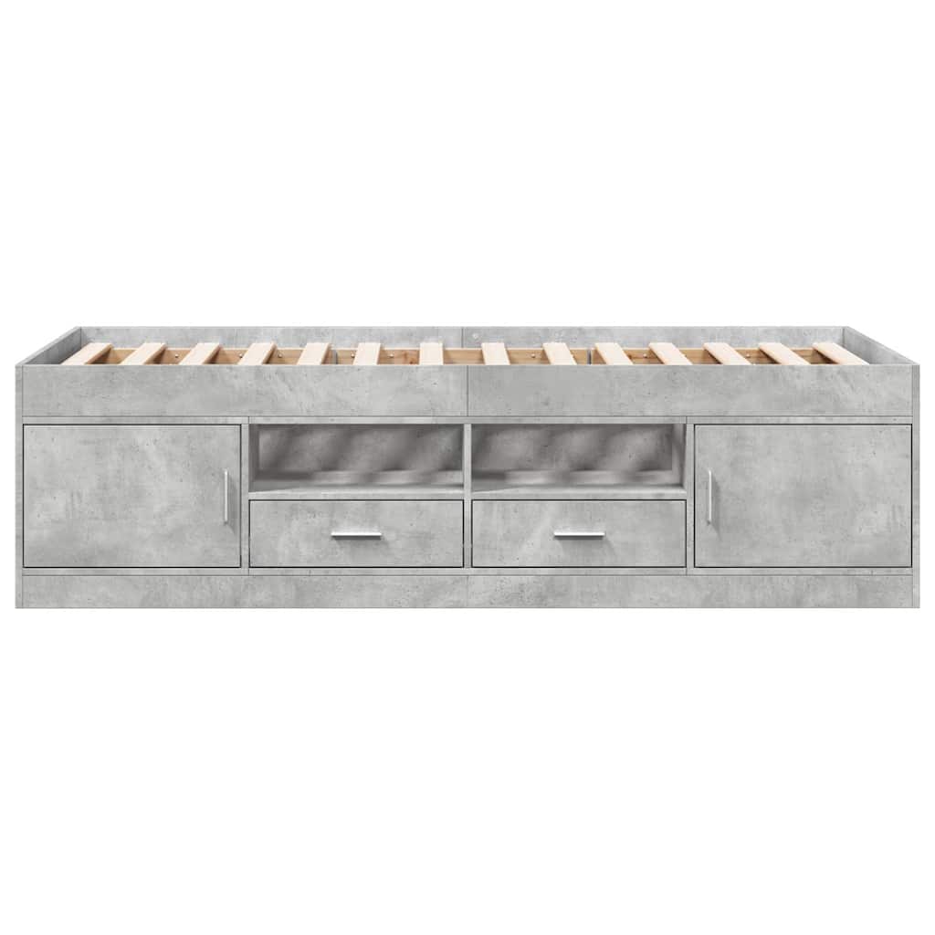 daybed med skuffer uden madras 75x190 cm betongrå