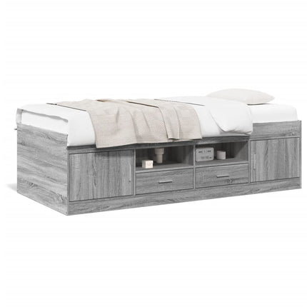 daybed med skuffer uden madras 75x190 cm grå sonoma-eg