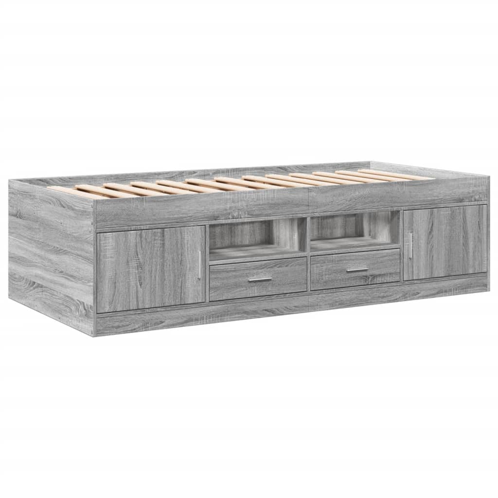 daybed med skuffer uden madras 75x190 cm grå sonoma-eg