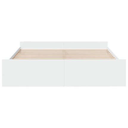 sengeramme med skuffer 200x200 cm konstrueret træ hvid
