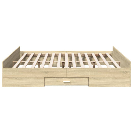 sengeramme med skuffer 180x200 cm konstrueret træ sonoma-eg