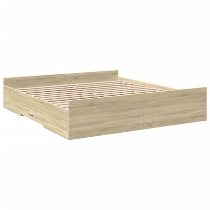 sengeramme med skuffer 180x200 cm konstrueret træ sonoma-eg