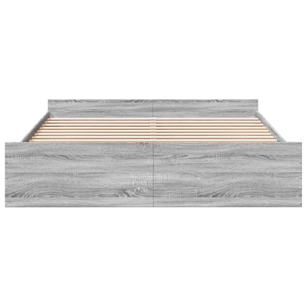 sengeramme med skuffer 180x200 cm konstrueret træ grå sonoma-eg