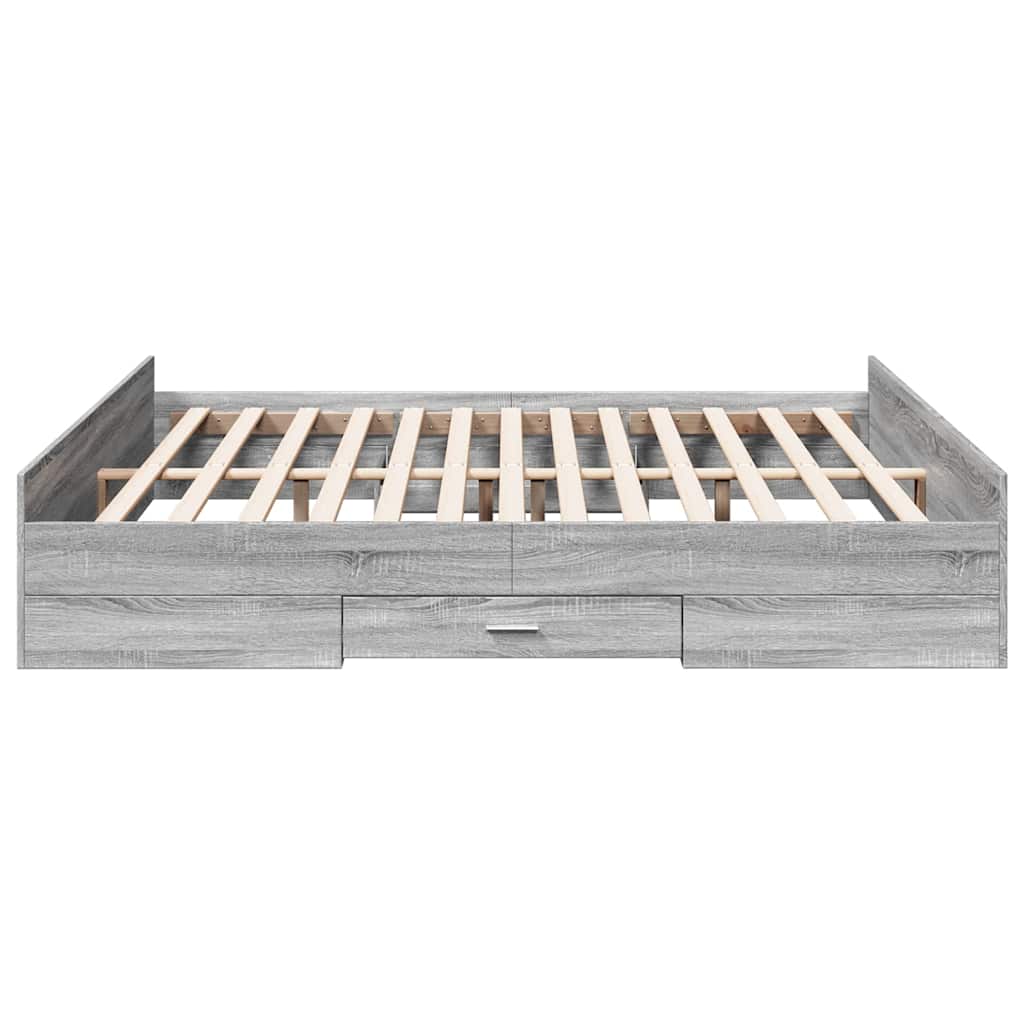 sengeramme med skuffer 180x200 cm konstrueret træ grå sonoma-eg