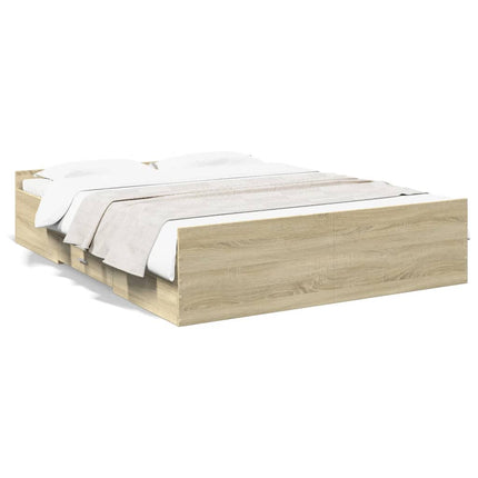 sengeramme med skuffer 160x200 cm konstrueret træ sonoma-eg
