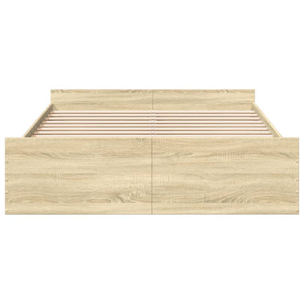 sengeramme med skuffer 160x200 cm konstrueret træ sonoma-eg