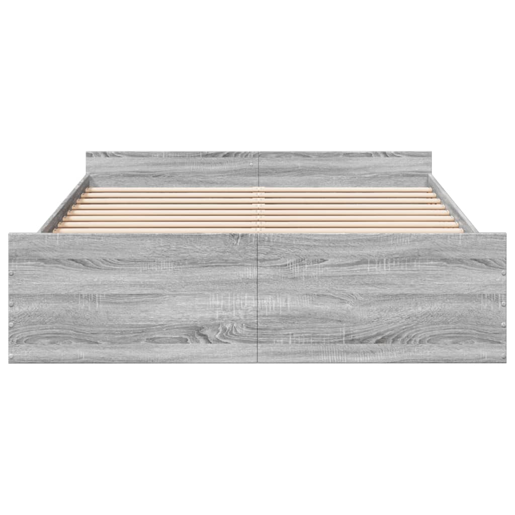 sengeramme med skuffer 160x200 cm konstrueret træ grå sonoma-eg