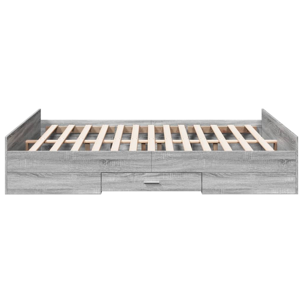 sengeramme med skuffer 160x200 cm konstrueret træ grå sonoma-eg
