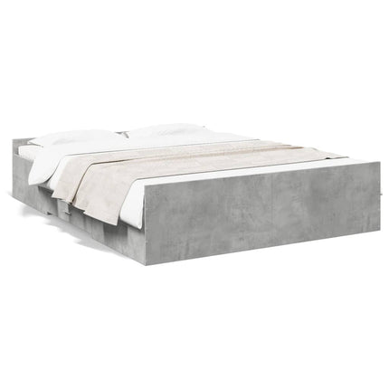 sengeramme med skuffer 150x200 cm konstrueret træ betongrå