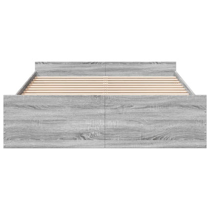 sengeramme med skuffer 150x200 cm konstrueret træ grå sonoma-eg