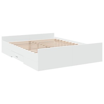 sengeramme med skuffer 140x200 cm konstrueret træ hvid
