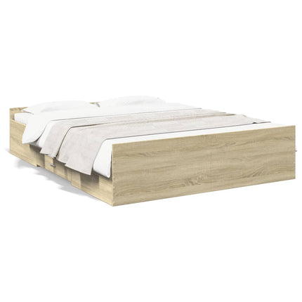 sengeramme med skuffer 140x200 cm konstrueret træ sonoma-eg