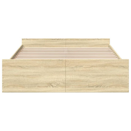 sengeramme med skuffer 140x200 cm konstrueret træ sonoma-eg