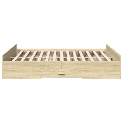 sengeramme med skuffer 140x200 cm konstrueret træ sonoma-eg