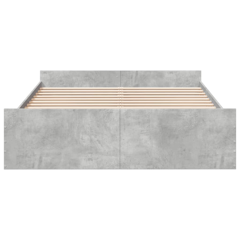 sengeramme med skuffer 140x200 cm konstrueret træ betongrå