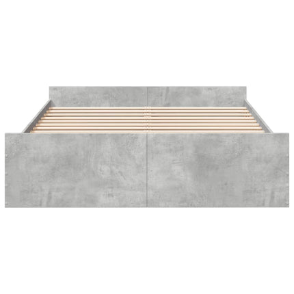 sengeramme med skuffer 140x200 cm konstrueret træ betongrå