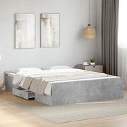 sengeramme med skuffer 140x200 cm konstrueret træ betongrå