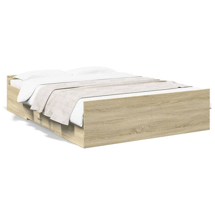 sengeramme med skuffer 140x190 cm konstrueret træ sonoma-eg