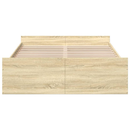 sengeramme med skuffer 140x190 cm konstrueret træ sonoma-eg