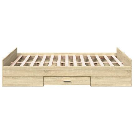 sengeramme med skuffer 140x190 cm konstrueret træ sonoma-eg