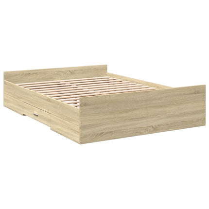sengeramme med skuffer 140x190 cm konstrueret træ sonoma-eg