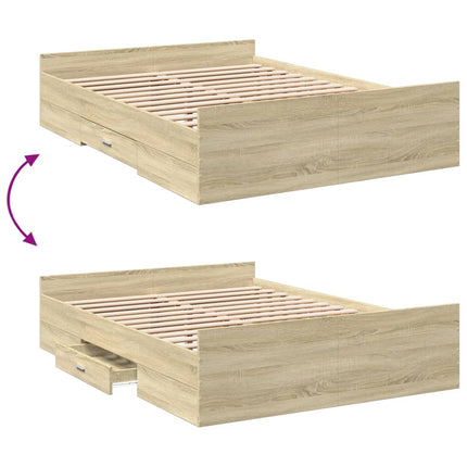 sengeramme med skuffer 140x190 cm konstrueret træ sonoma-eg