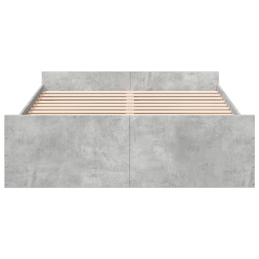sengeramme med skuffer 135x190 cm konstrueret træ betongrå