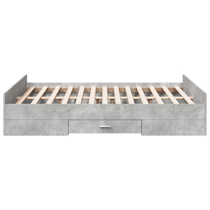 sengeramme med skuffer 135x190 cm konstrueret træ betongrå