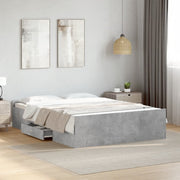 sengeramme med skuffer 135x190 cm konstrueret træ betongrå