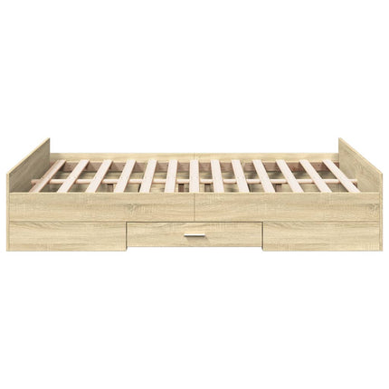 sengeramme med skuffer 120x190 cm konstrueret træ sonoma-eg