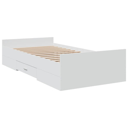 sengeramme med skuffer 100x200 cm konstrueret træ hvid