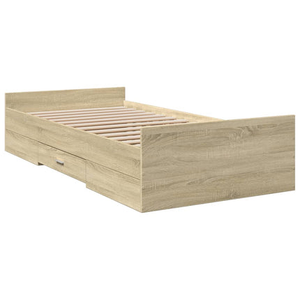 sengeramme med skuffer 100x200 cm konstrueret træ sonoma-eg