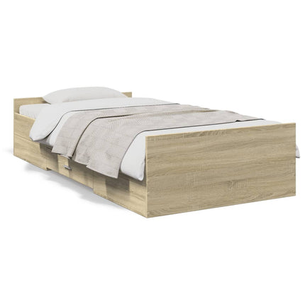 sengeramme med skuffer 90x190 cm konstrueret træ sonoma-eg