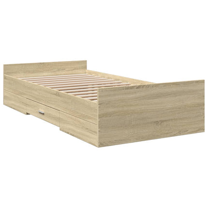 sengeramme med skuffer 90x190 cm konstrueret træ sonoma-eg