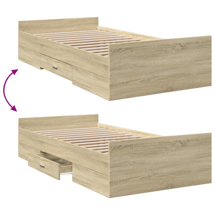 sengeramme med skuffer 90x190 cm konstrueret træ sonoma-eg