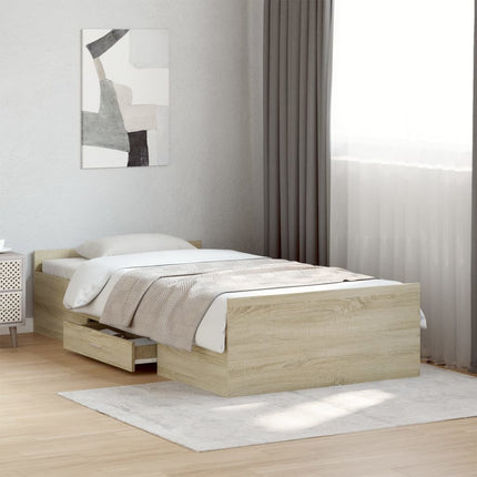 sengeramme med skuffer 90x190 cm konstrueret træ sonoma-eg