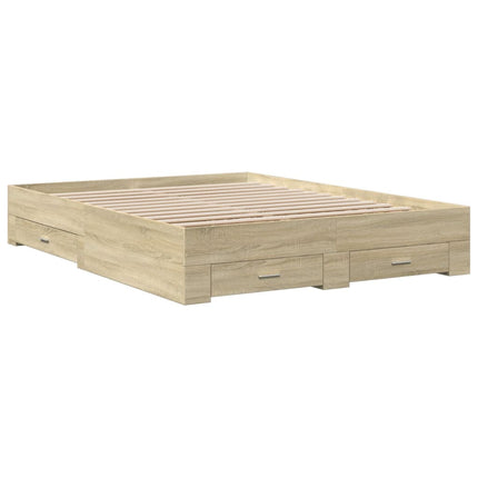 sengeramme med skuffer 160x200 cm konstrueret træ sonoma-eg