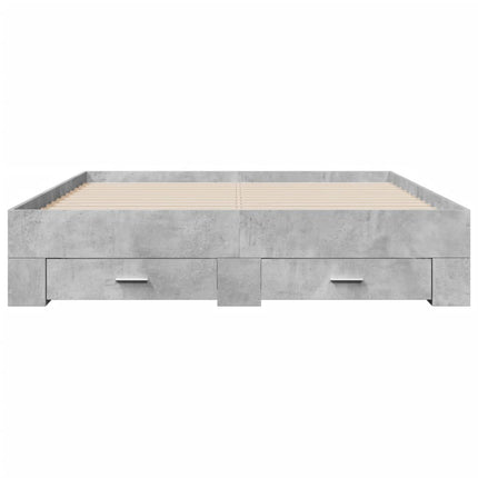 sengeramme med skuffer 160x200 cm konstrueret træ betongrå
