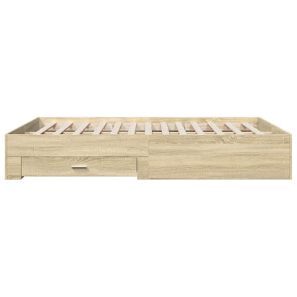 sengeramme med skuffer 150x200 cm konstrueret træ sonoma-eg