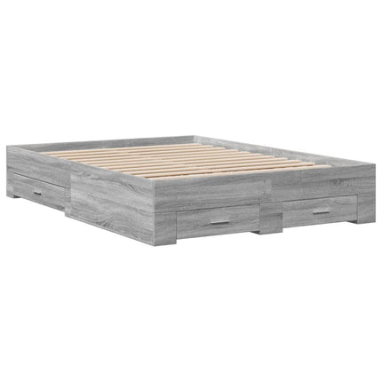 sengeramme med skuffer 120x200 cm konstrueret træ grå sonoma-eg