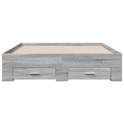 sengeramme med skuffer 120x200 cm konstrueret træ grå sonoma-eg