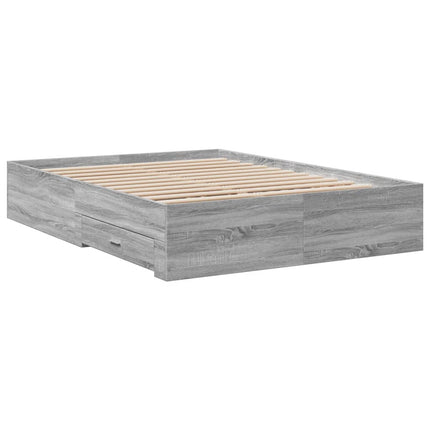 sengeramme med skuffer 120x200 cm konstrueret træ grå sonoma-eg