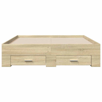 sengeramme med skuffer 135x190 cm konstrueret træ sonoma-eg