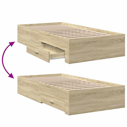 sengeramme med skuffer 100x200 cm konstrueret træ sonoma-eg