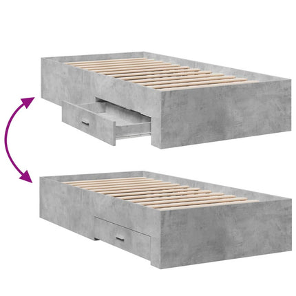 sengeramme med skuffer 100x200 cm konstrueret træ betongrå
