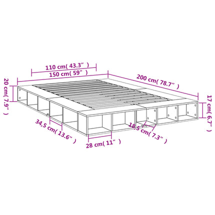 sengestel 150x200 cm konstrueret træ hvid