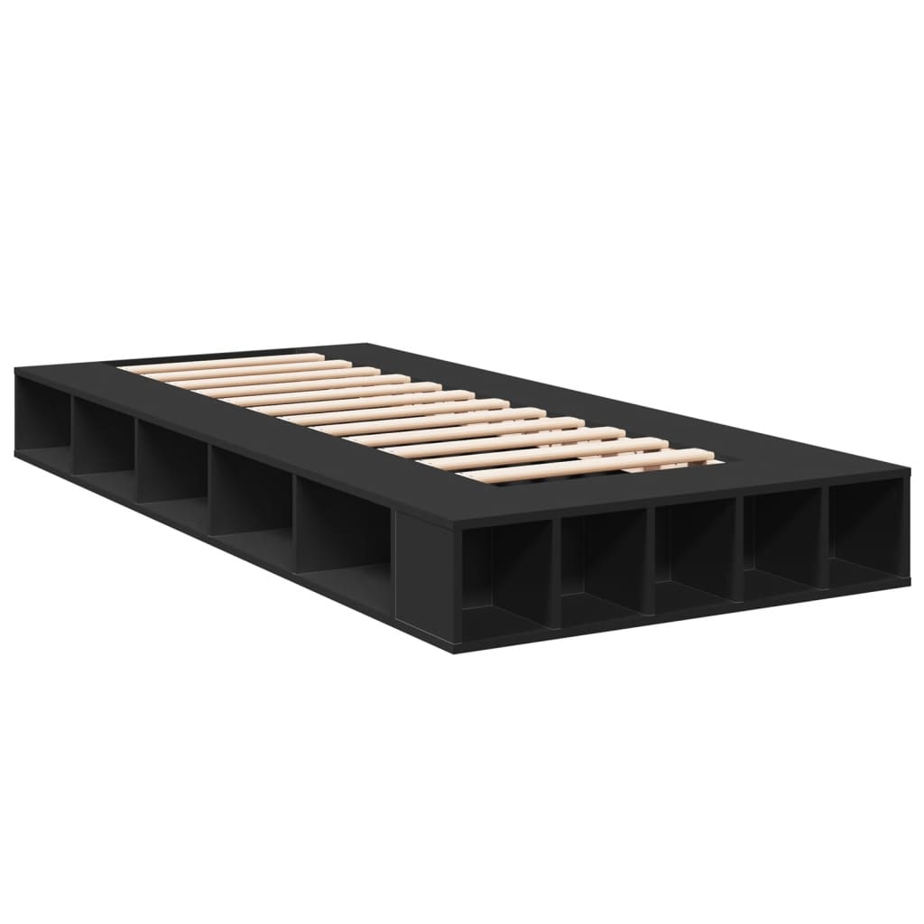 sengeramme 100x200 cm konstrueret træ sort