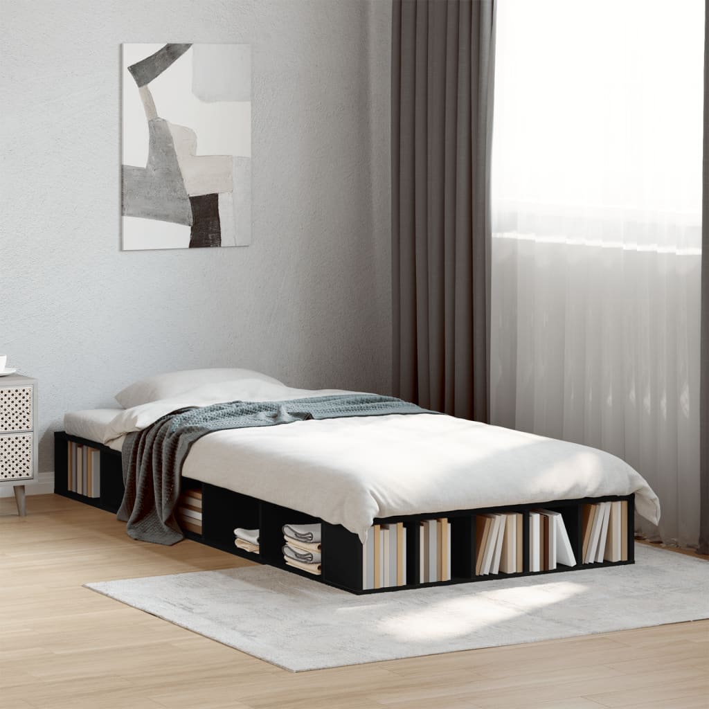 sengeramme 75x190 cm konstrueret træ sort