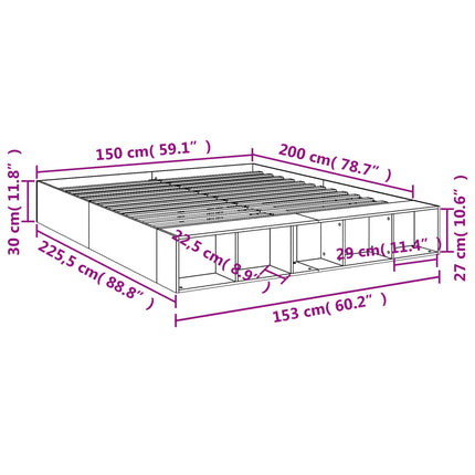 sengestel 150x200 cm konstrueret træ hvid
