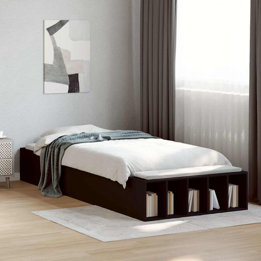 sengeramme 100x200 cm konstrueret træ sort
